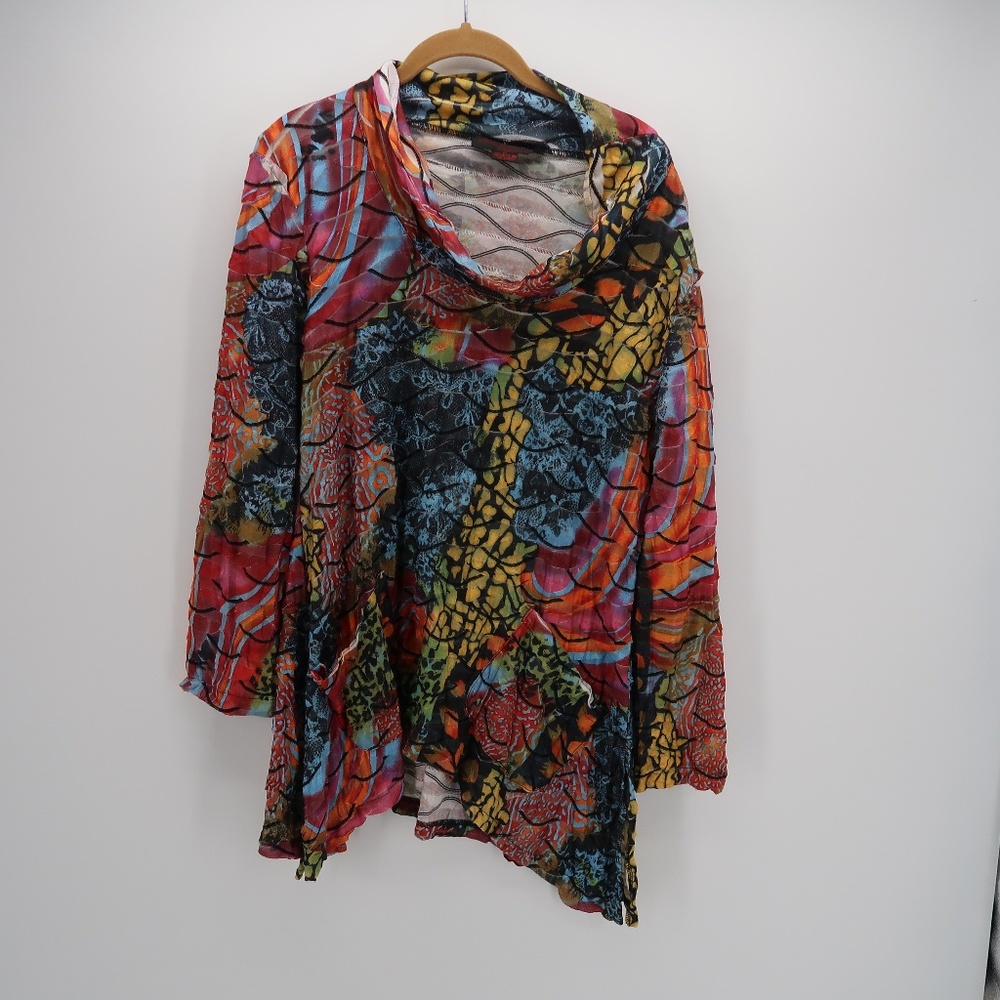 Pleats Collection Cowl Neck Long Sleeve Blouse Top